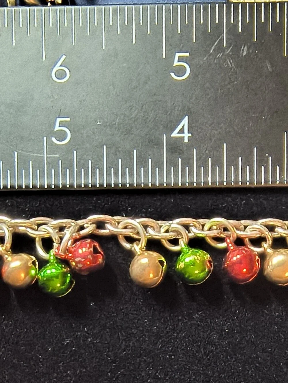 Vintage Christmas Charm Bracelet Santa Snowman Tree Jingle Bells Red Green
